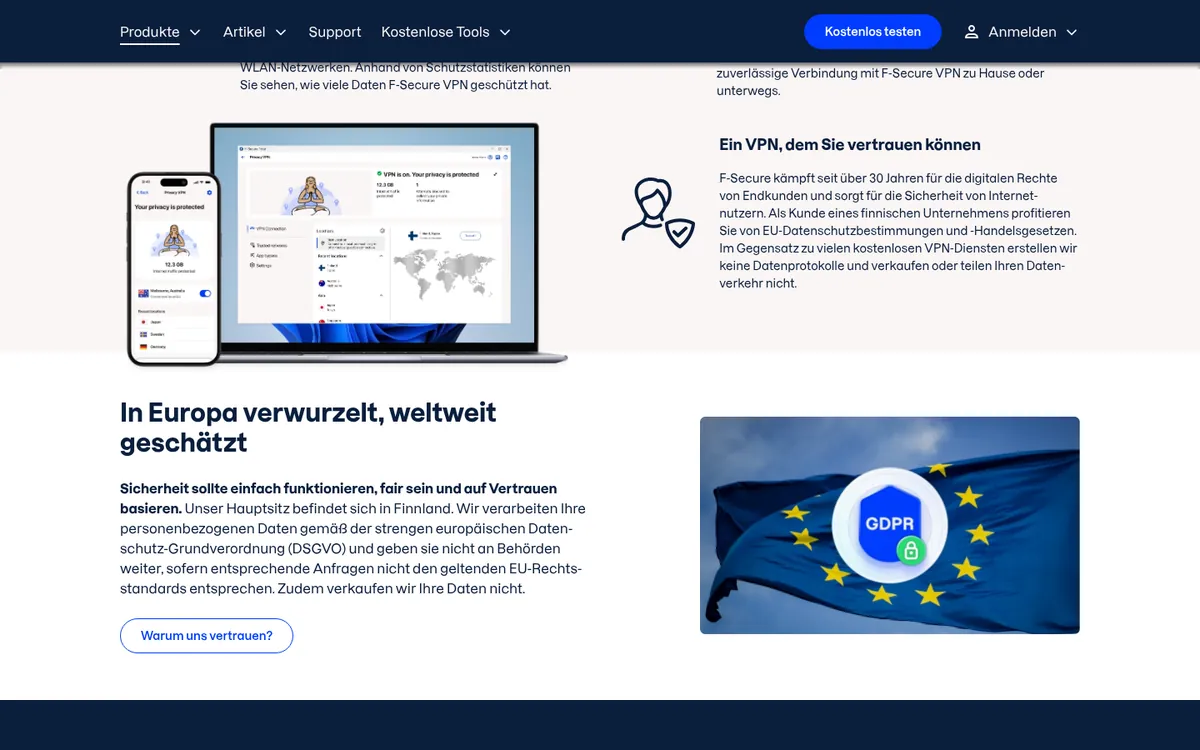 Preisseite von F-Secure VPN – VPN Österreich im Test