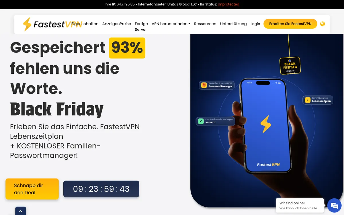 Startseite von FastestVPN am Computer – VPN Österreich im Test