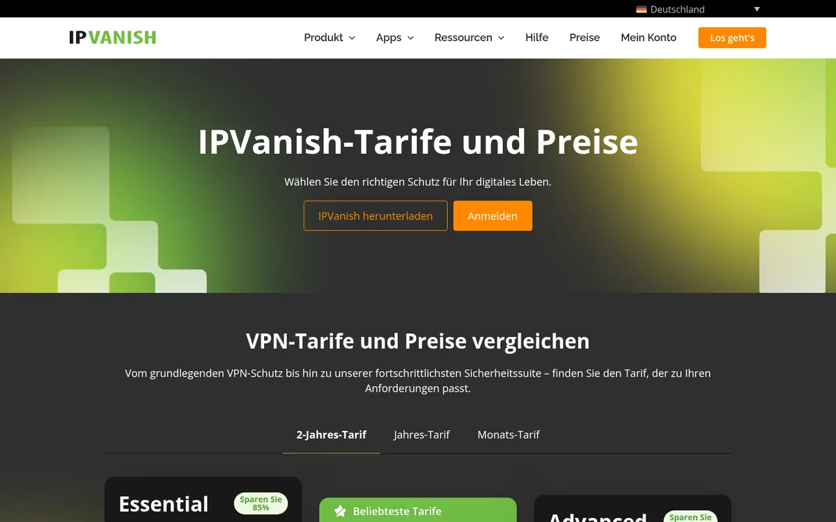 Preisseite von IPVanish – VPN Österreich im Test