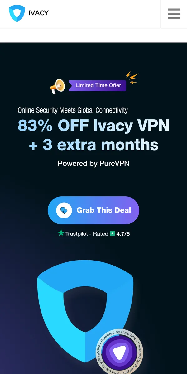 Startseite von Ivacy auf dem Smartphone – VPN Österreich im Test