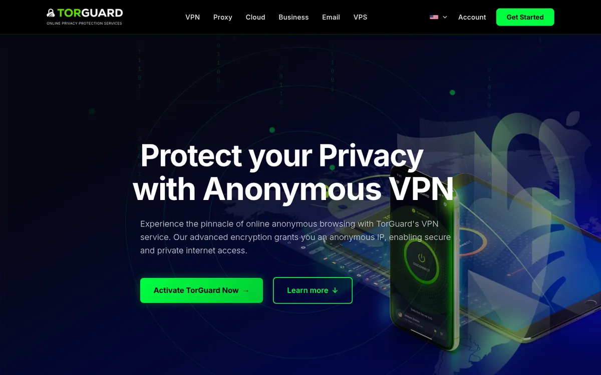 Startseite von TorGuard am Computer – VPN Österreich im Test