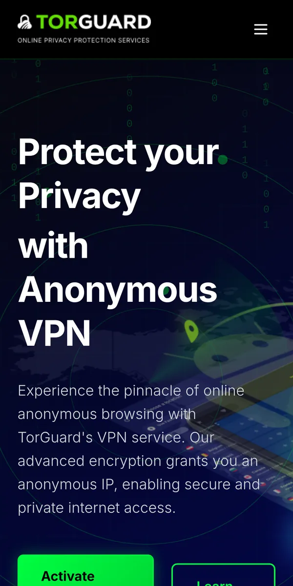 Startseite von TorGuard auf dem Smartphone – VPN Österreich im Test